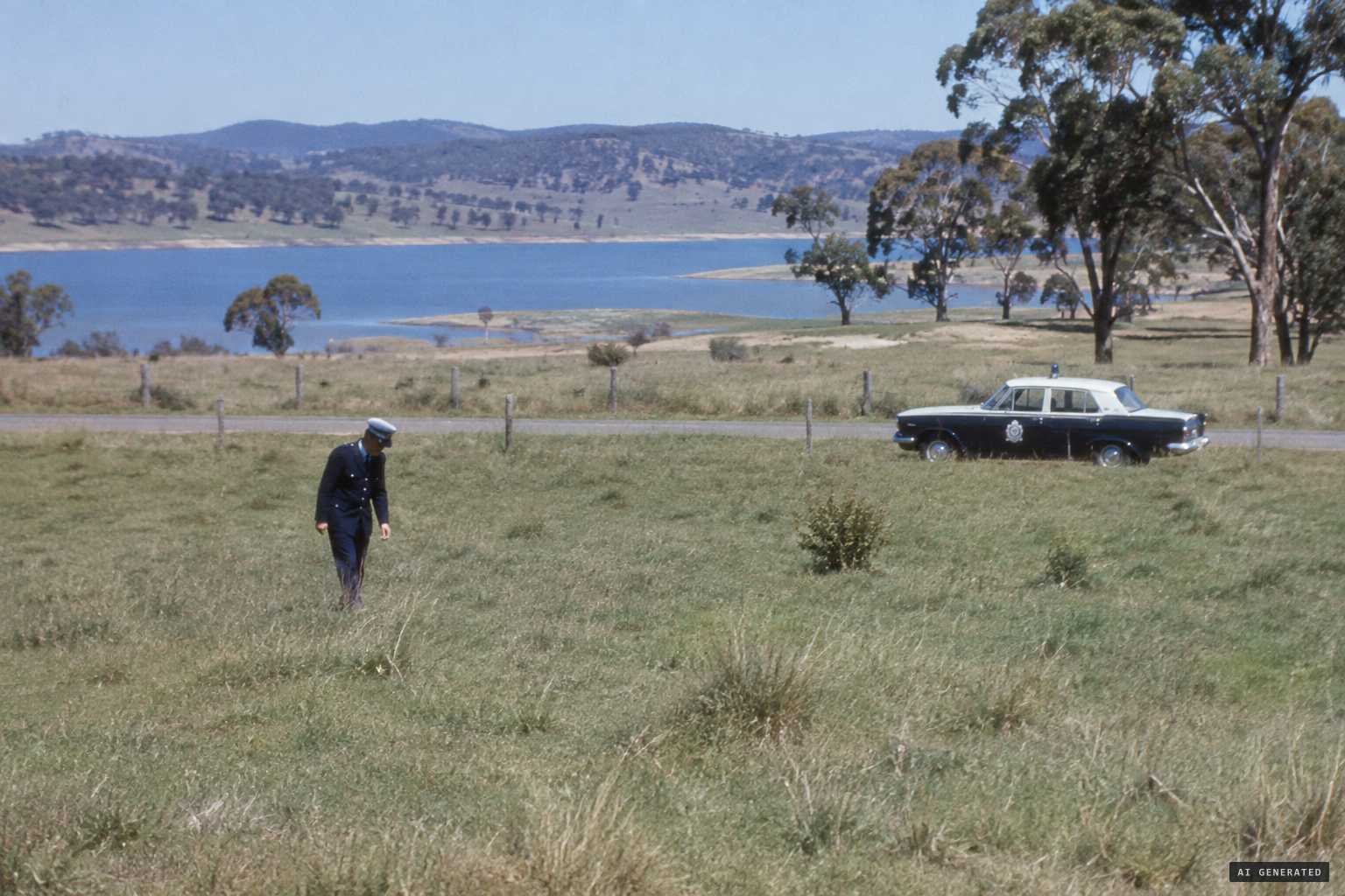 Sergeant Vale searches the paddock: no landing marks, no scorching
