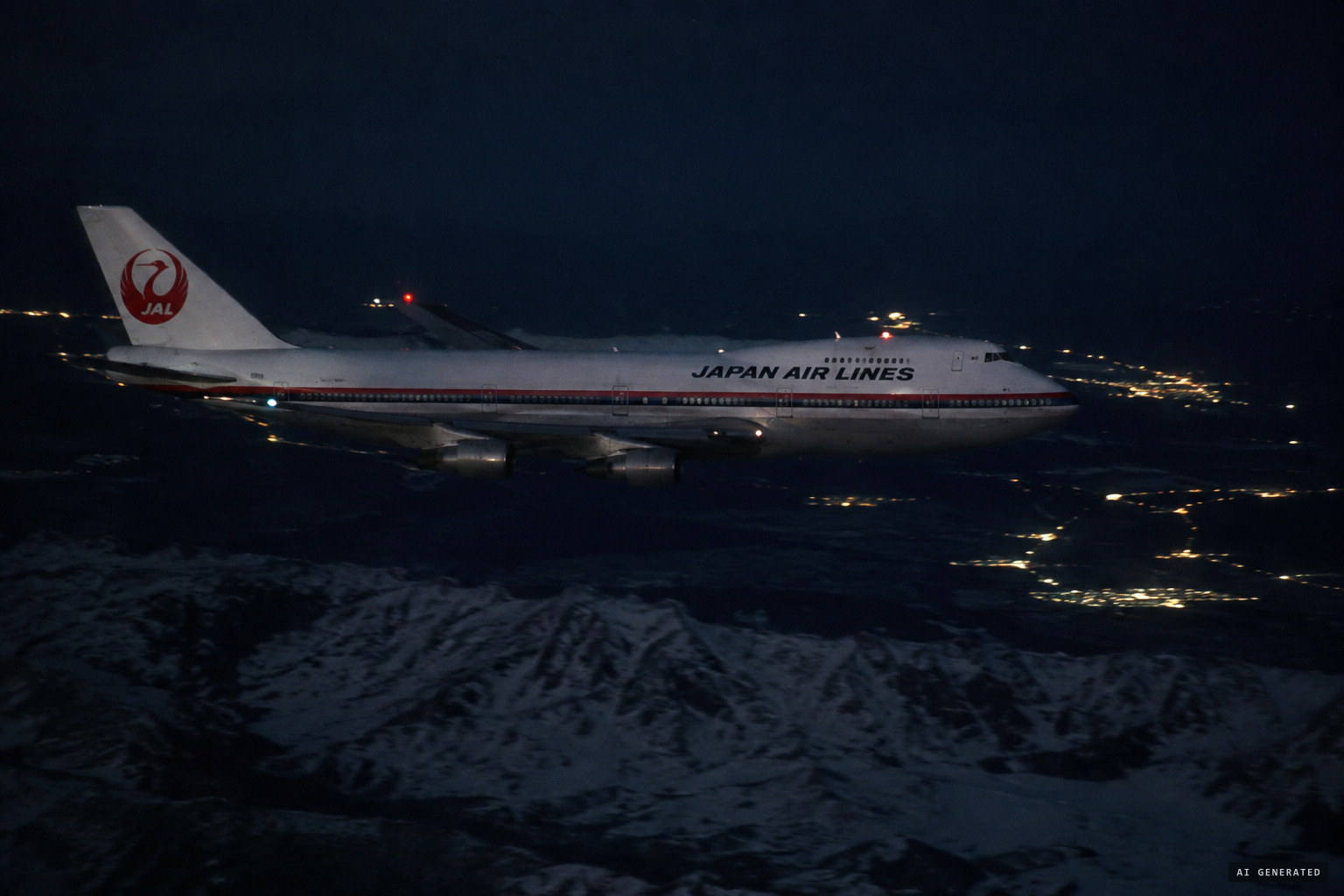 In 1986, JAL Flight 1628, another 747, reports lights pacing it