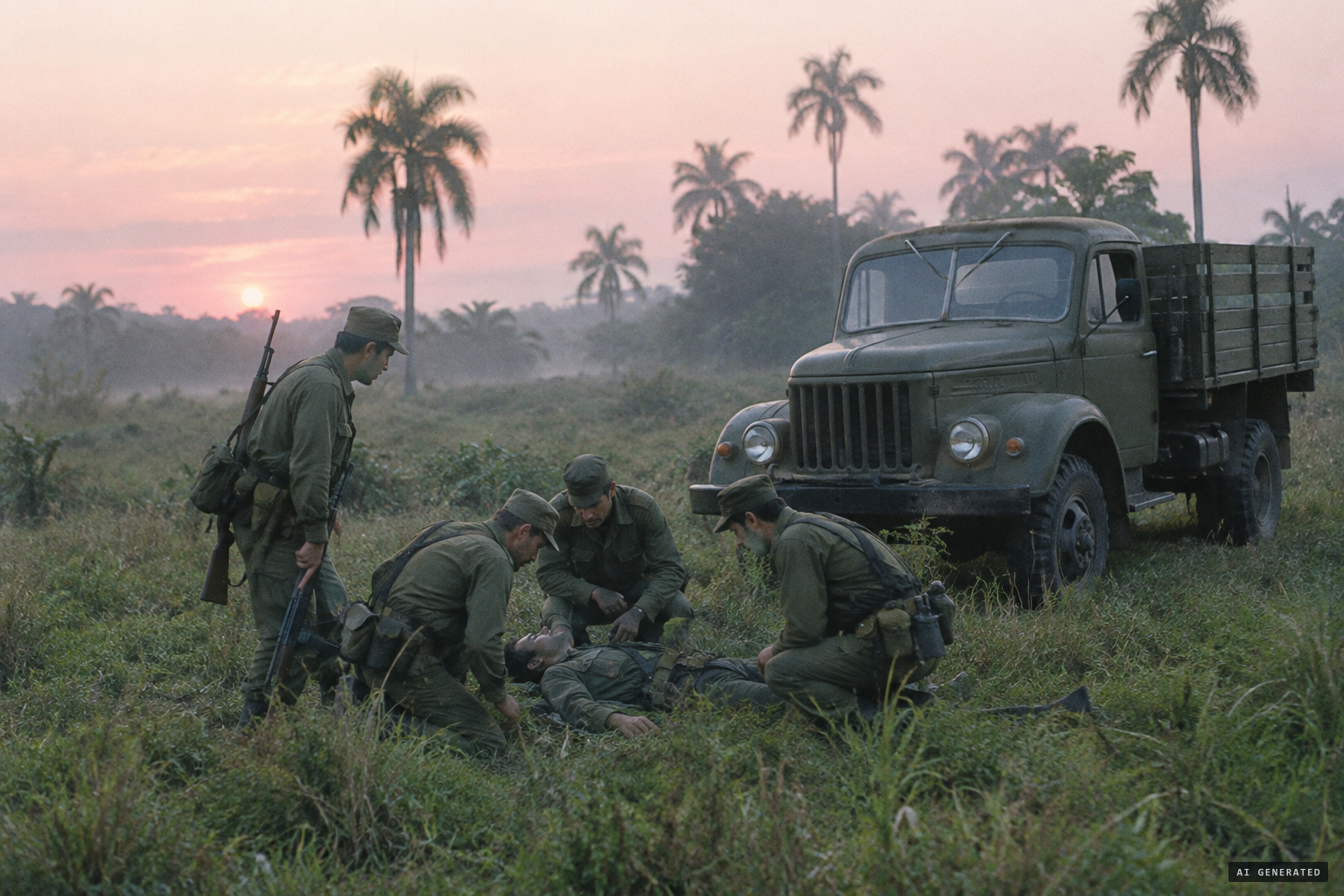 At dawn, an Army patrol finds Puentes unconscious
