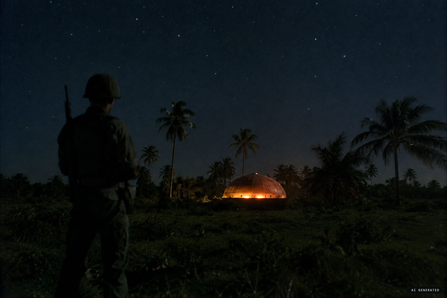 A sentry, an object in a field, and a night that went dark