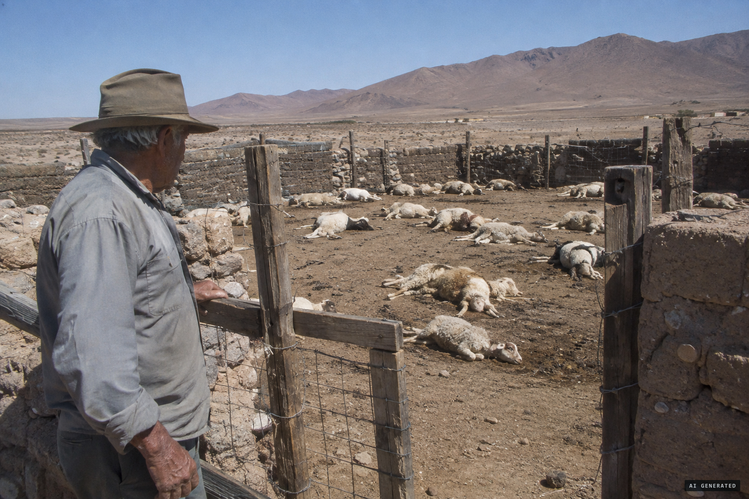 Pedro Villegas finds his corral full of dead sheep