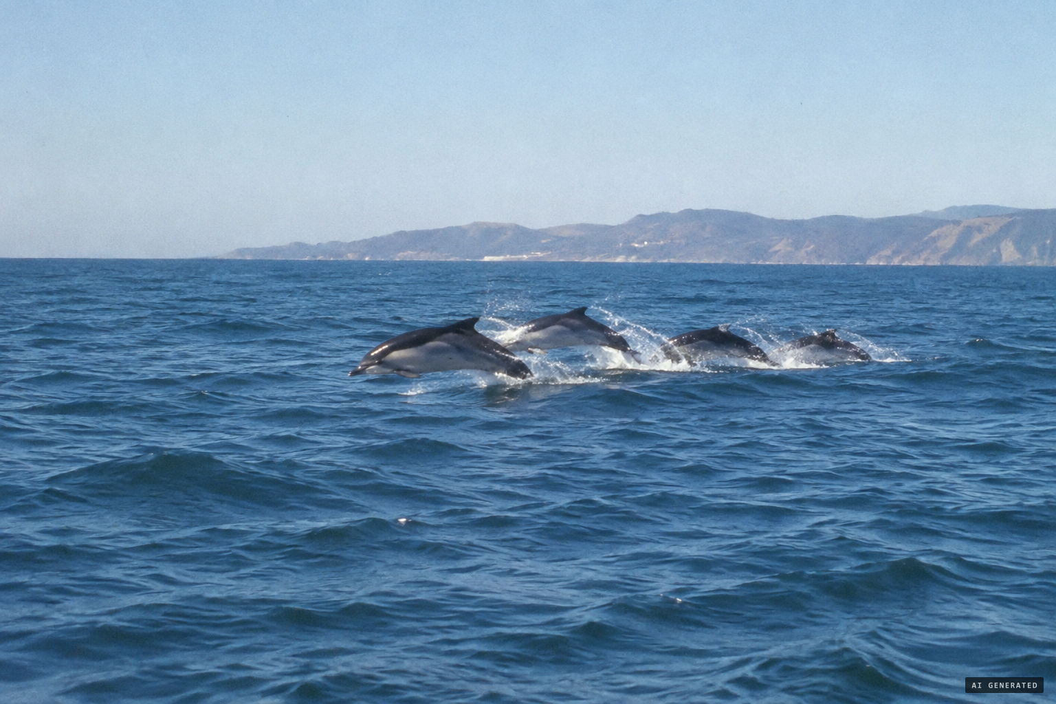 Another suggestion: porpoises in a line jumping from the water