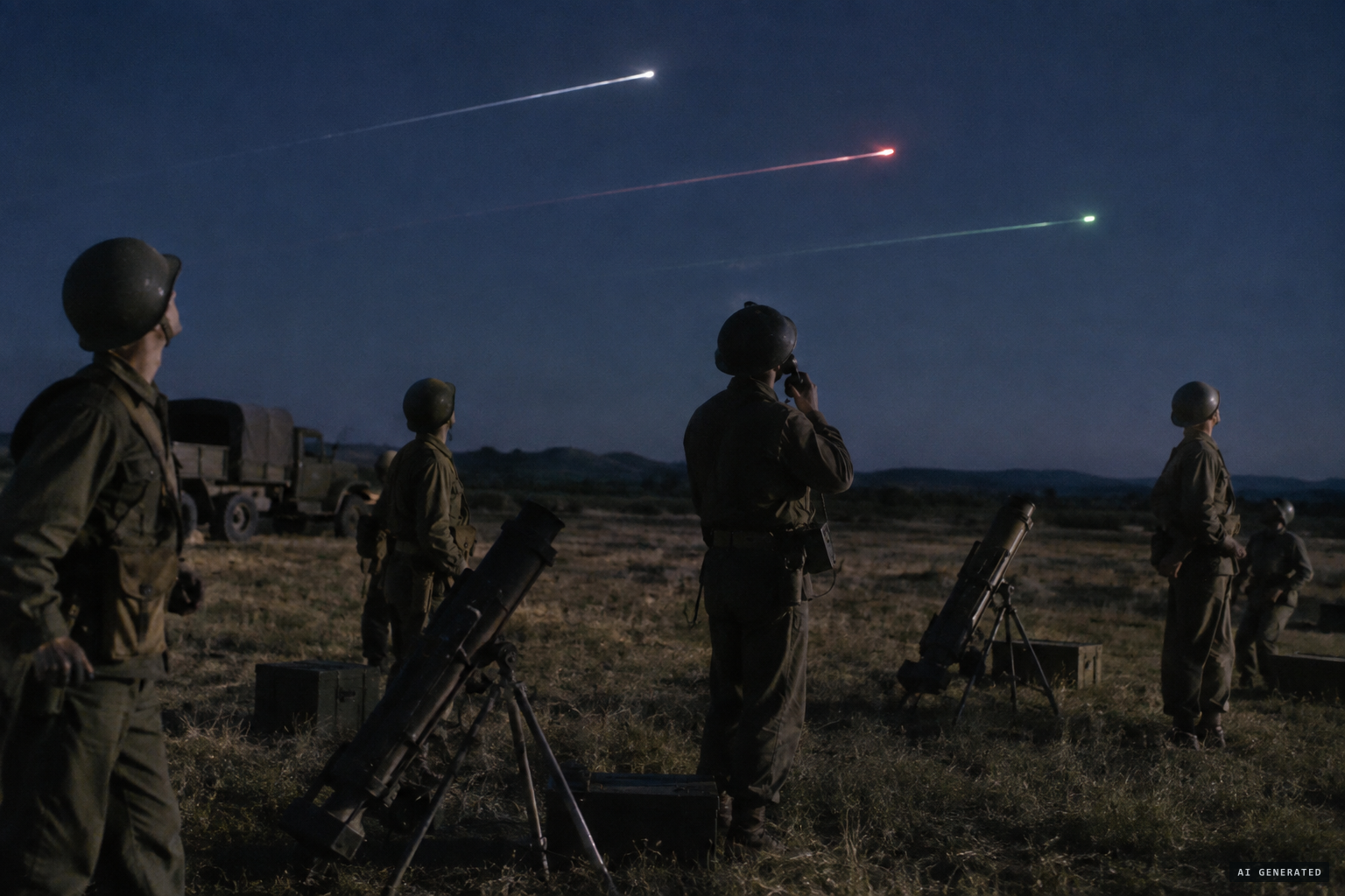 Before any flare is fired in McCulloch's test, white, red and green lights fly in straight lines