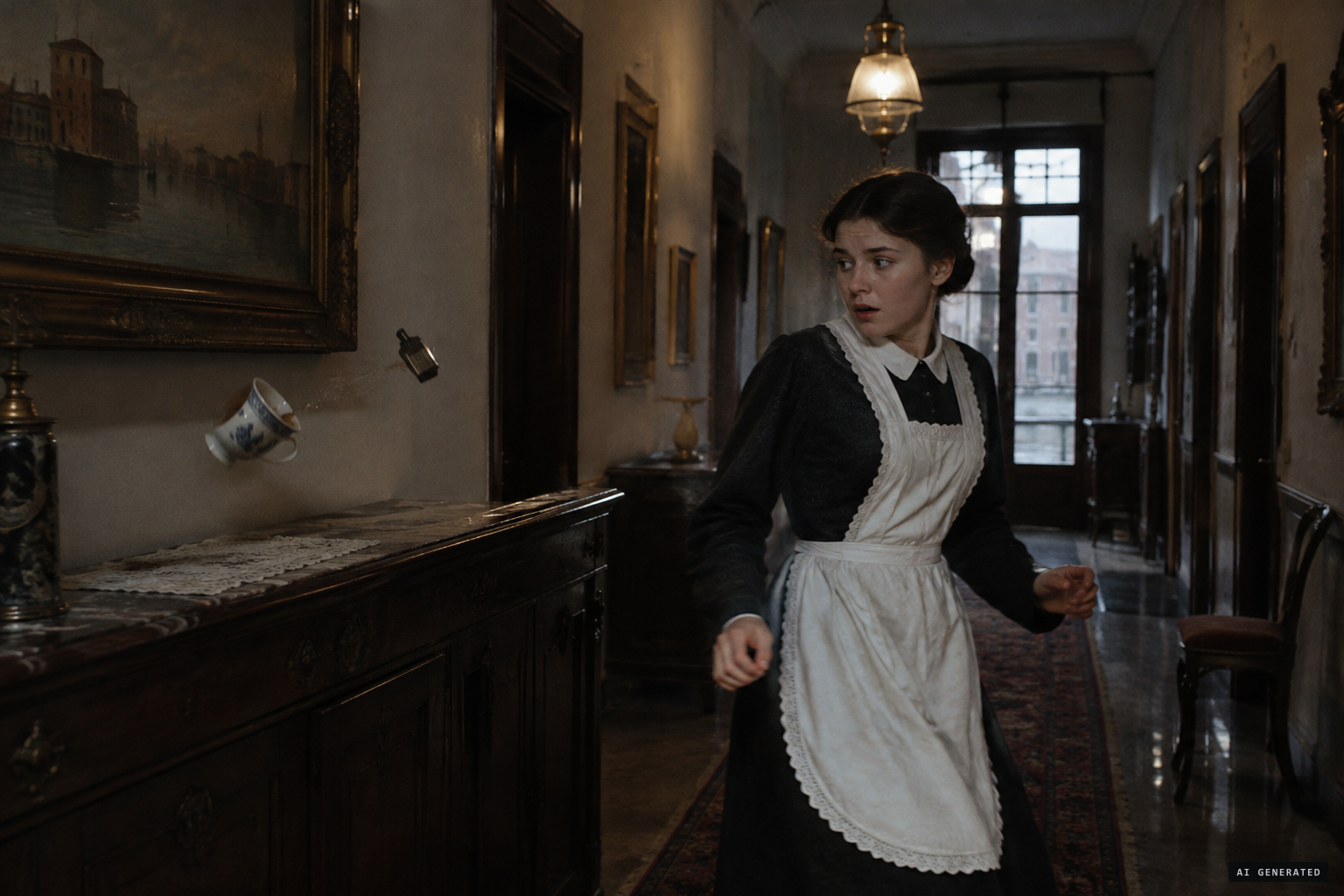 Objects fly by themselves whenever the young maid passes
