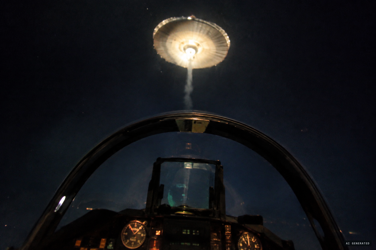 The object shoots upward and ends up directly above the jet