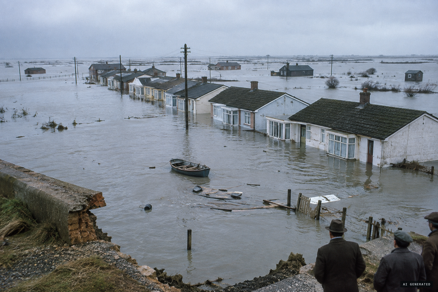 Canvey Island after the North Sea tidal surge of 31 January 1953