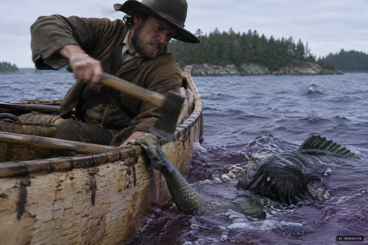 Mr. Mittin fights off "a Triton or Mereman" that grabbed his canoe in Casco Bay