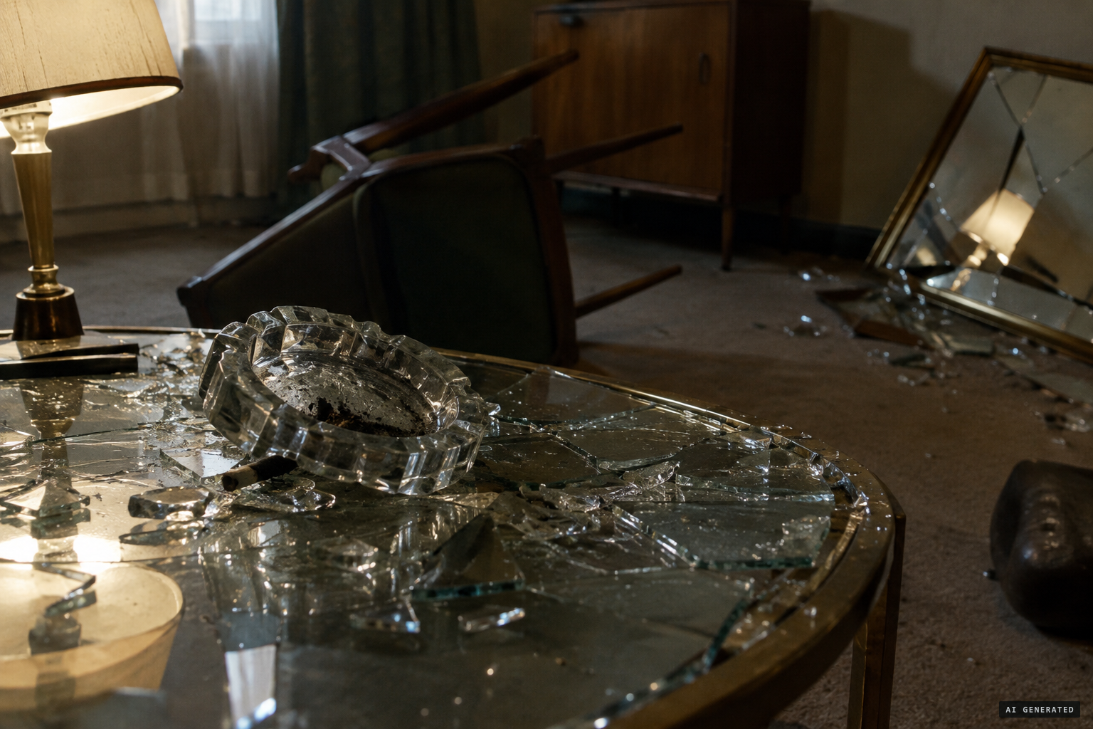 Could a draft break glass, topple chairs and a heavy mirror?