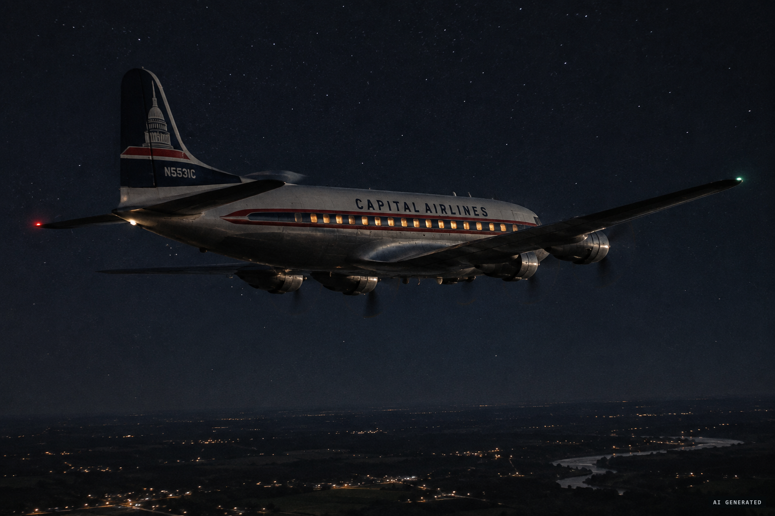 Capital Airlines Flight 610, a DC-4 at 8,000 feet