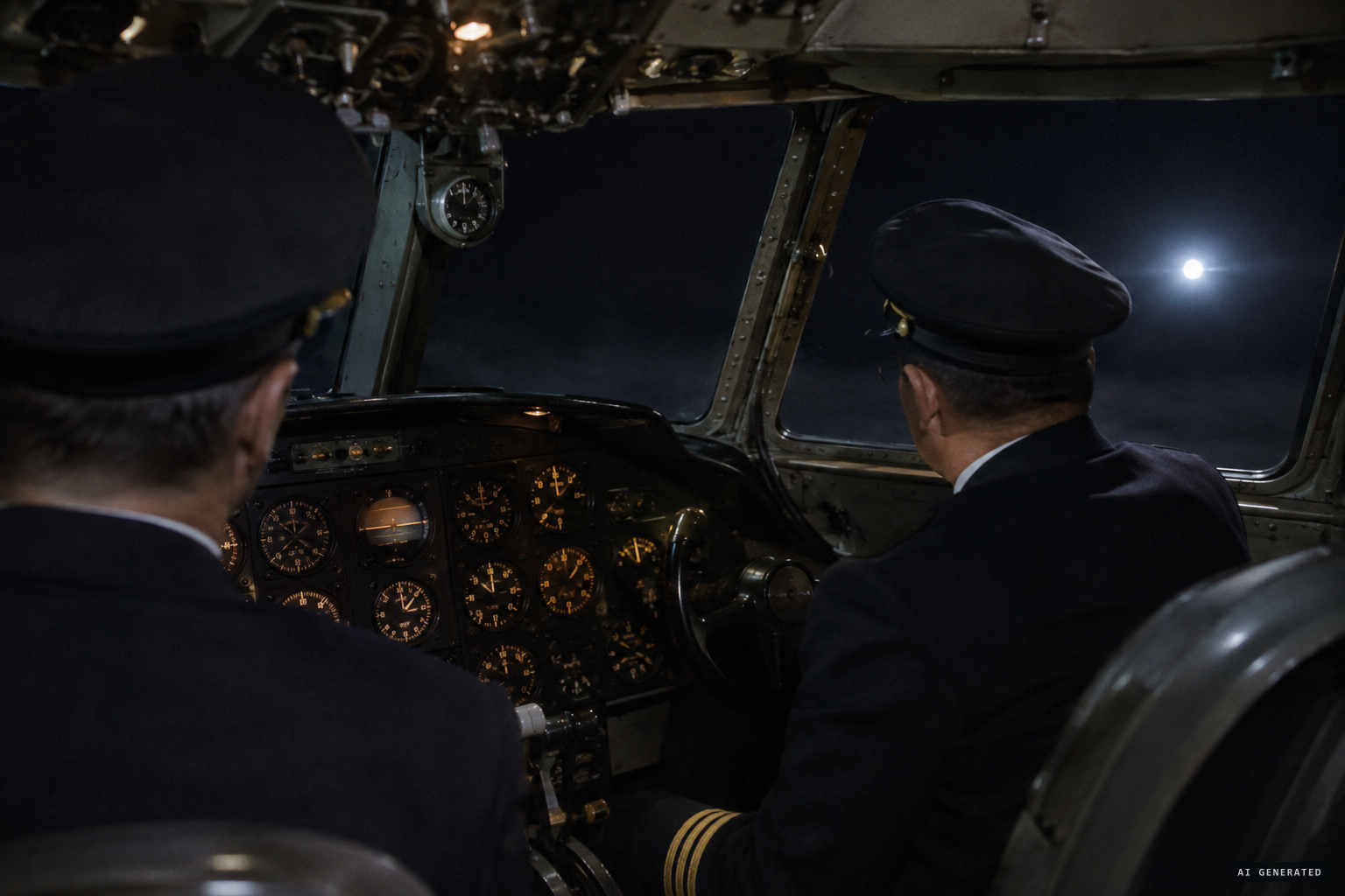 The crew sees a strange object following the DC-4