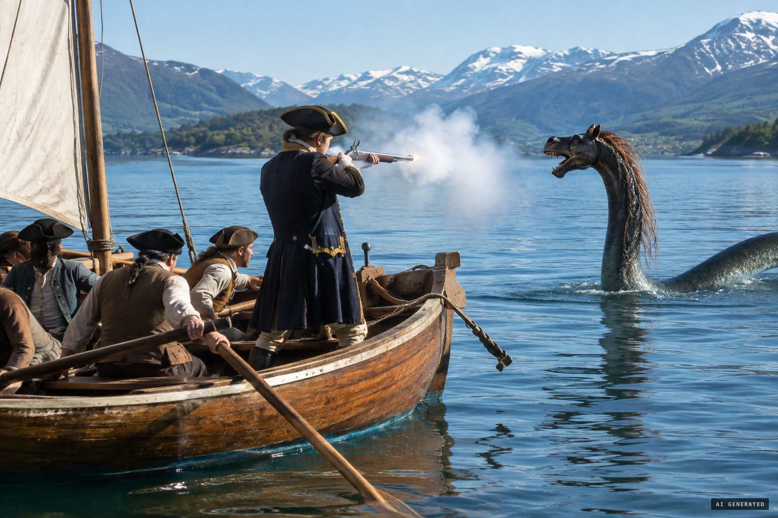 Von Ferry fires his gun, loaded with small shot, at the creature.