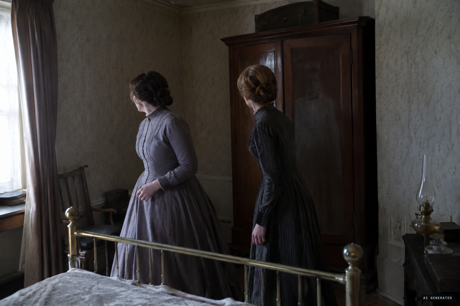 They look for a portrait that might be reflected, but there is none