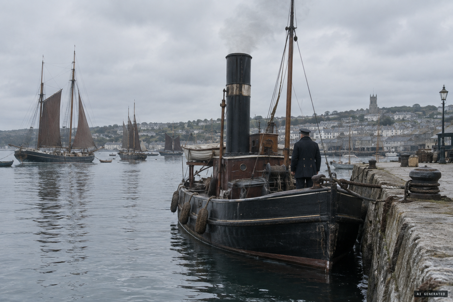 The Falmouth tug Triton and her master, Captain White