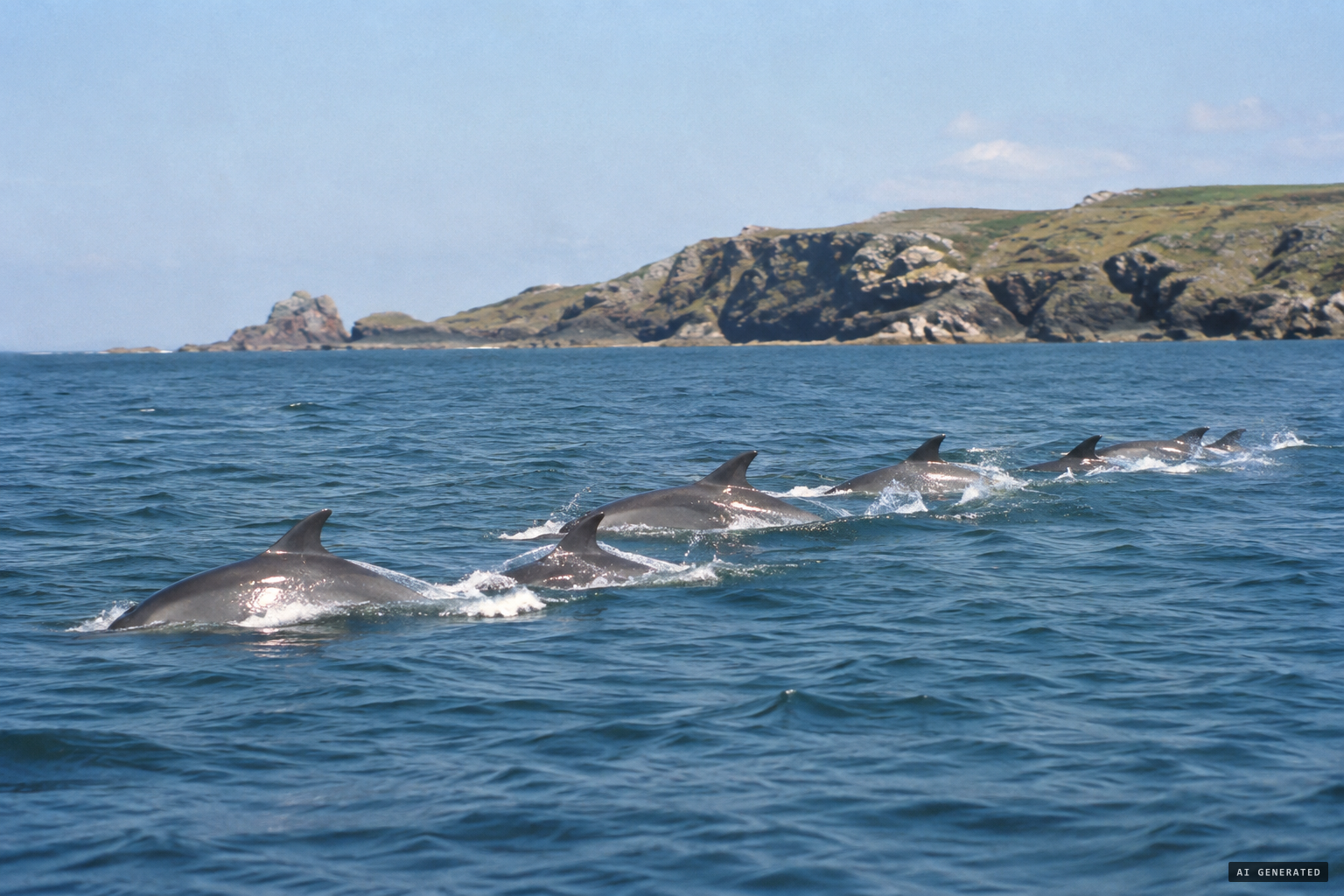 Dolphins racing in file can look like one long body