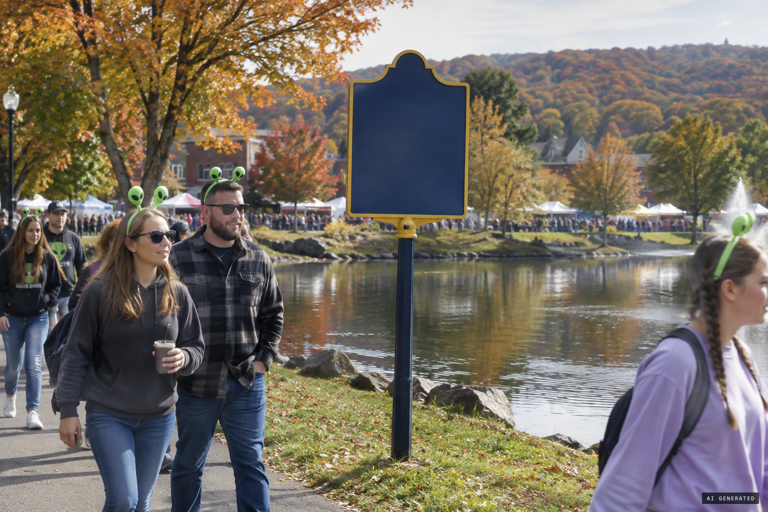 A historical marker and the first Carbondalien Festival