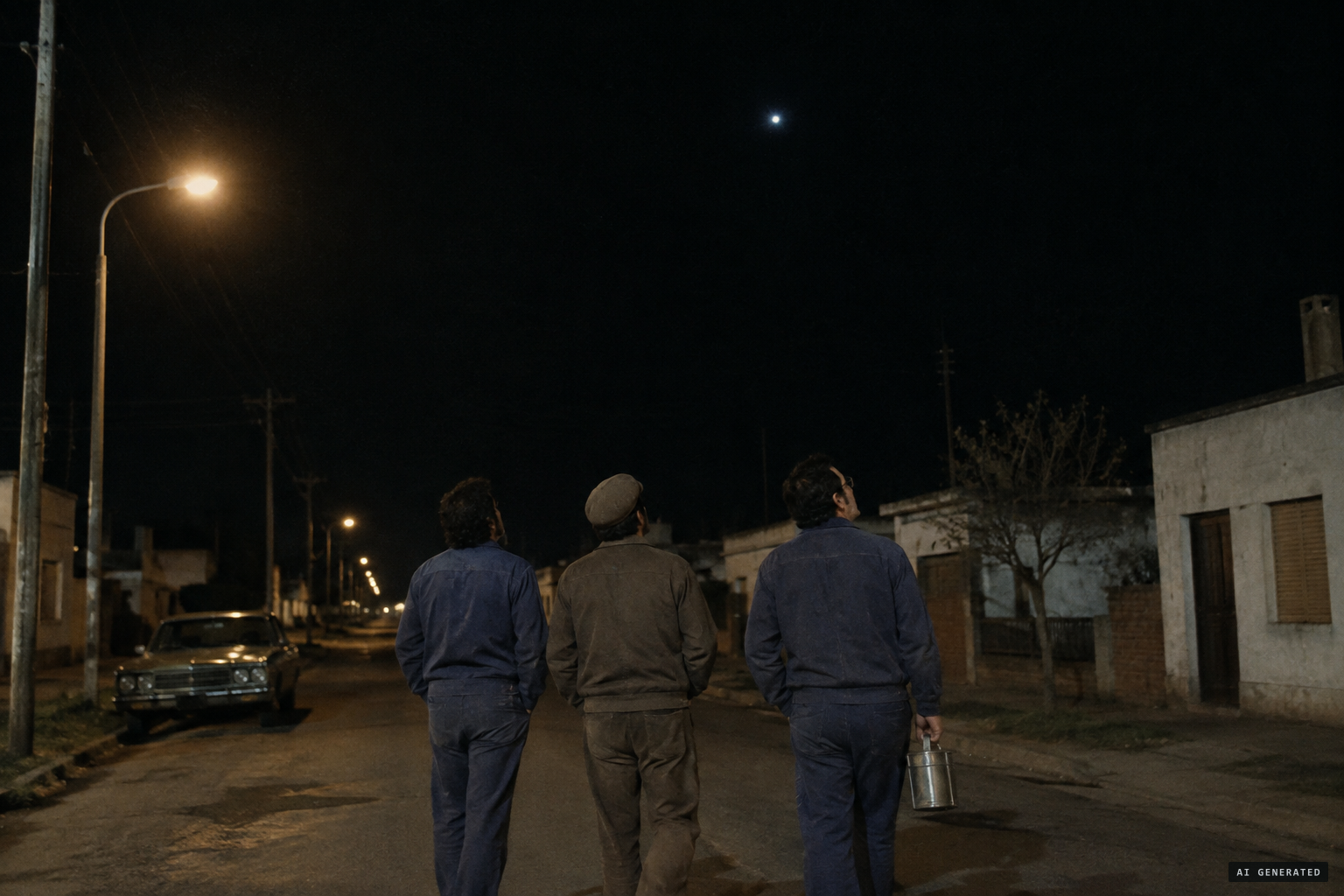 Walking between Entraiga and Miguel, Díaz sees a white light in the sky.