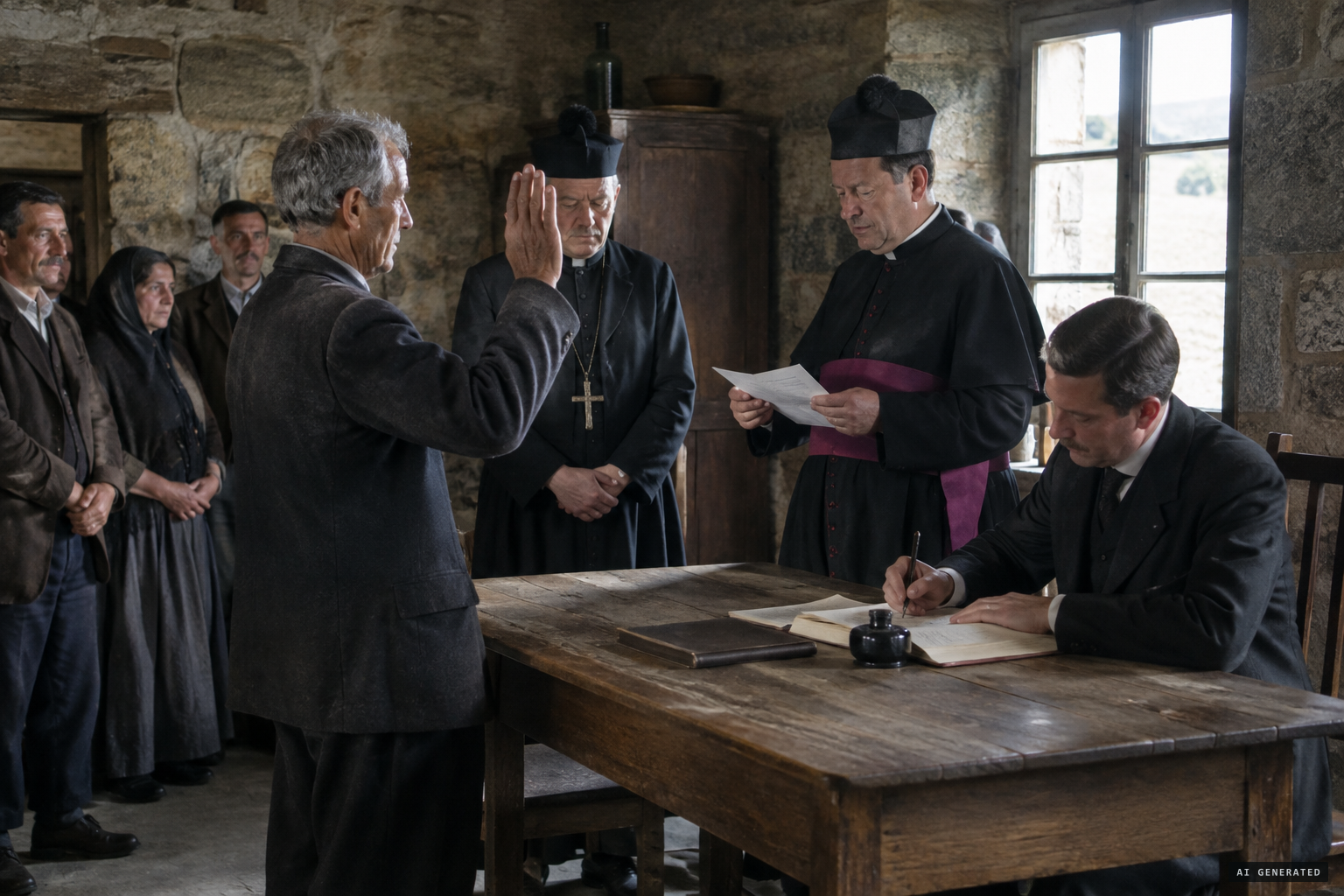 The notary records the events and the archdiocesan commission takes statements