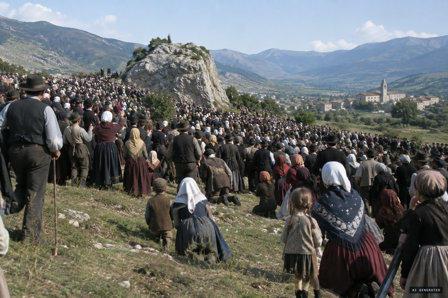 Some four thousand people flock to the rock within days