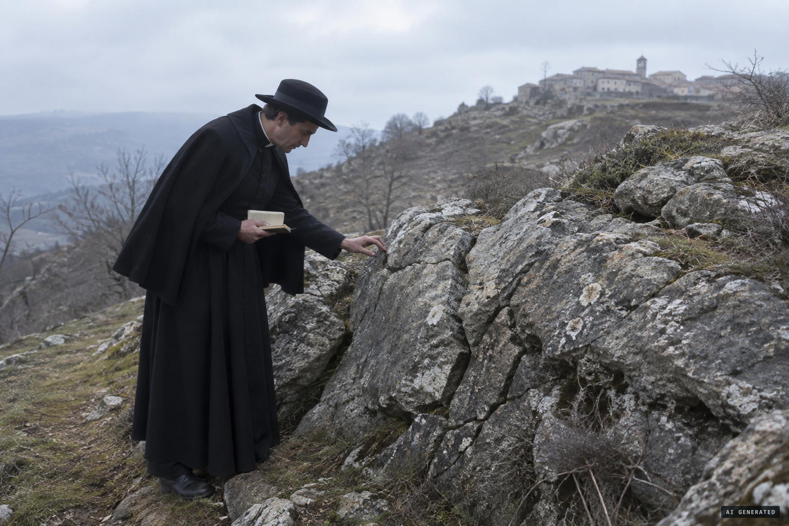 Fr Giuseppe Lais of the Vatican Observatory examines the rocks