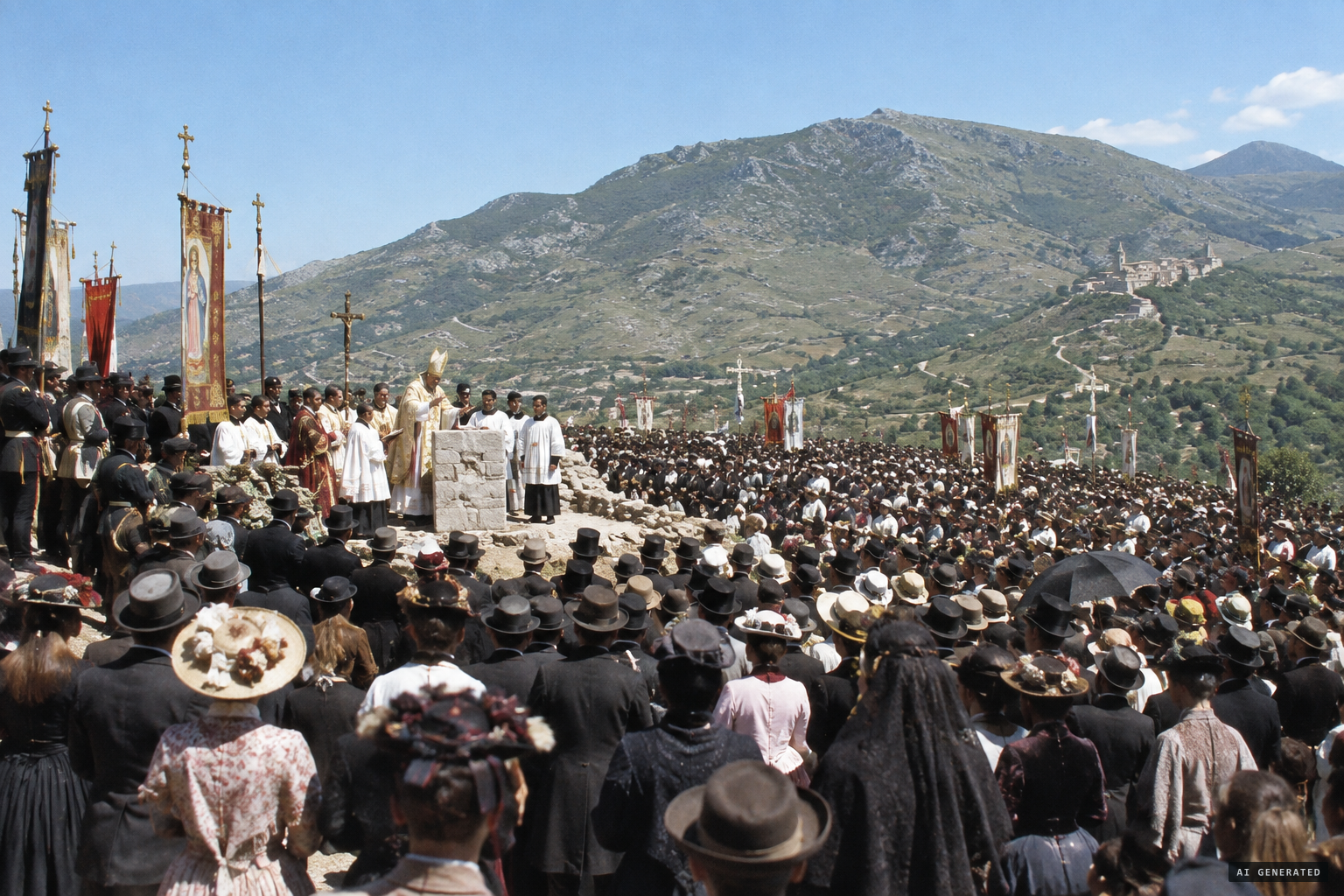 About 30,000 people gather to lay the sanctuary's foundation stone