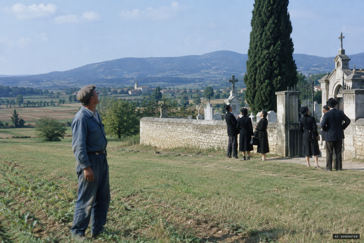 Her husband and cemetery visitors hear the whistle and the howling