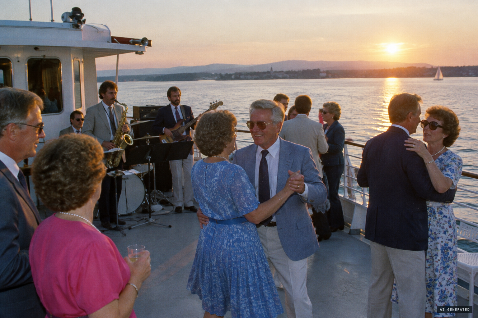 The 50th anniversary party aboard, off Appletree Point