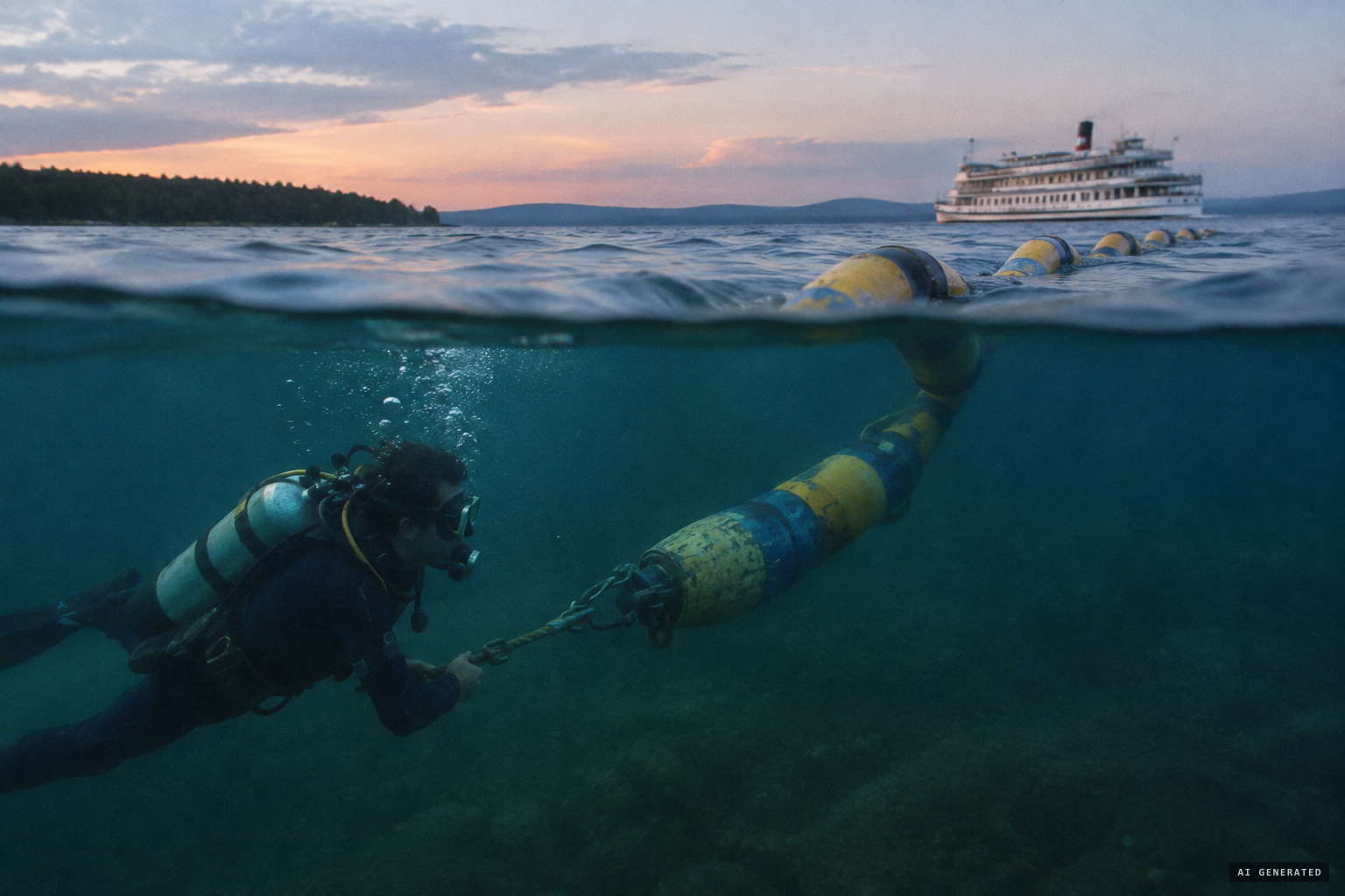 The unverified 2015 claim: a hose serpent towed by a diver