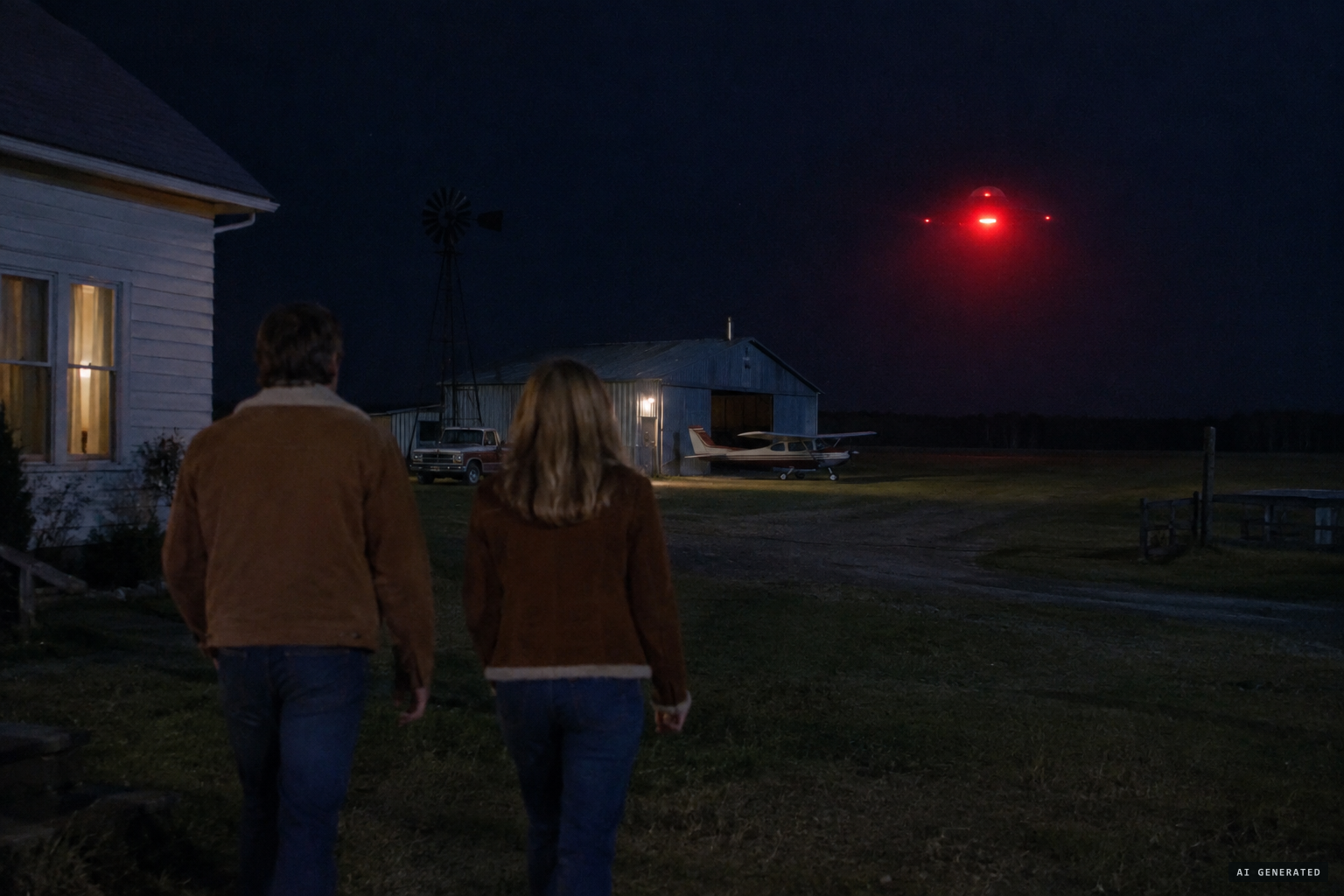 The Diemerts see a pulsing red light with a dome coming at them