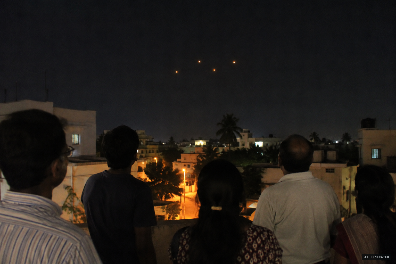 Residents notice five bright orange specks above them