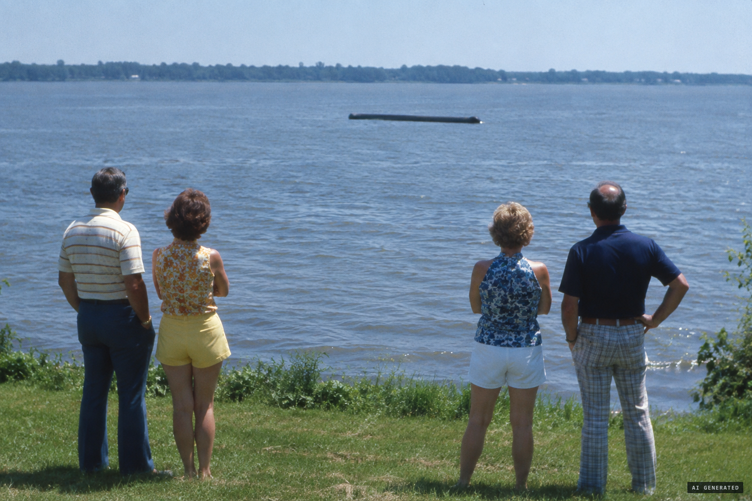 Four witnesses see something long and round as a telephone pole in the river
