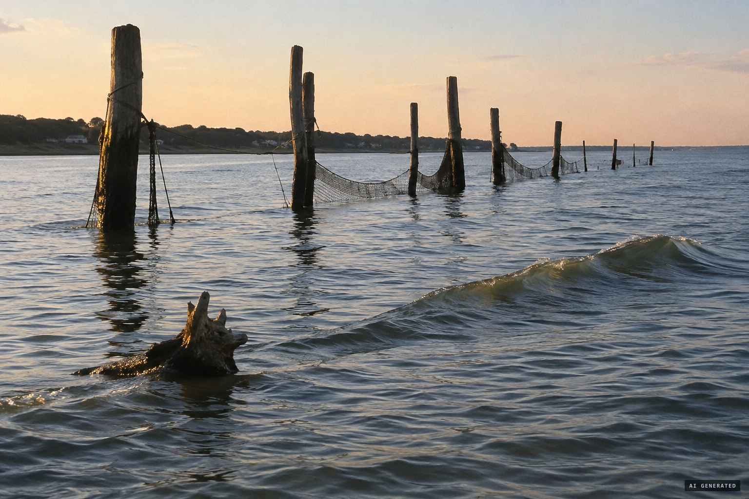 Scientists' list: a pound net pole, a stump, a wave, an optical illusion