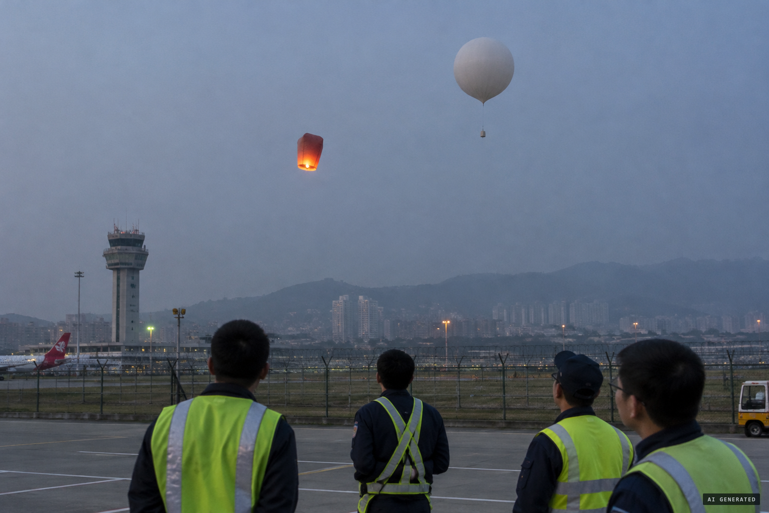 Skeptical workers suspected a sky lantern or a large balloon