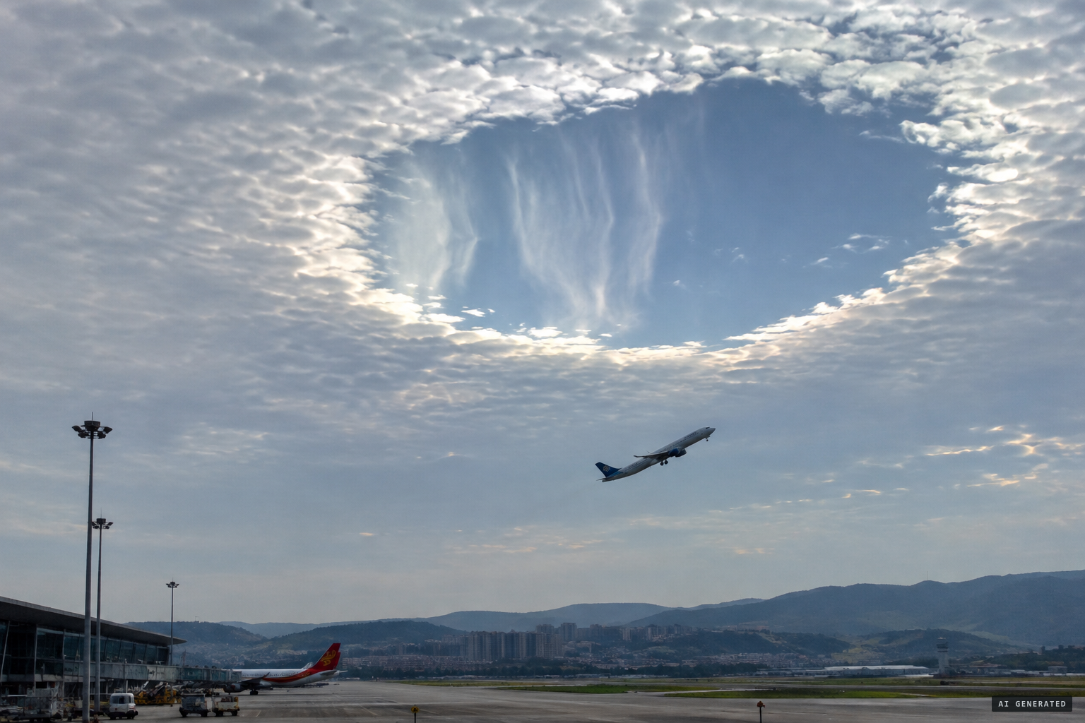 A hole-punch cloud, Radford's explanation for the white doughnut