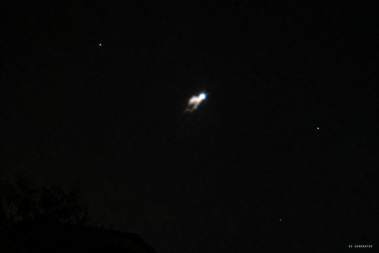 A sceptic suggests a planet, with camera shake making a coloured blob seem to move.