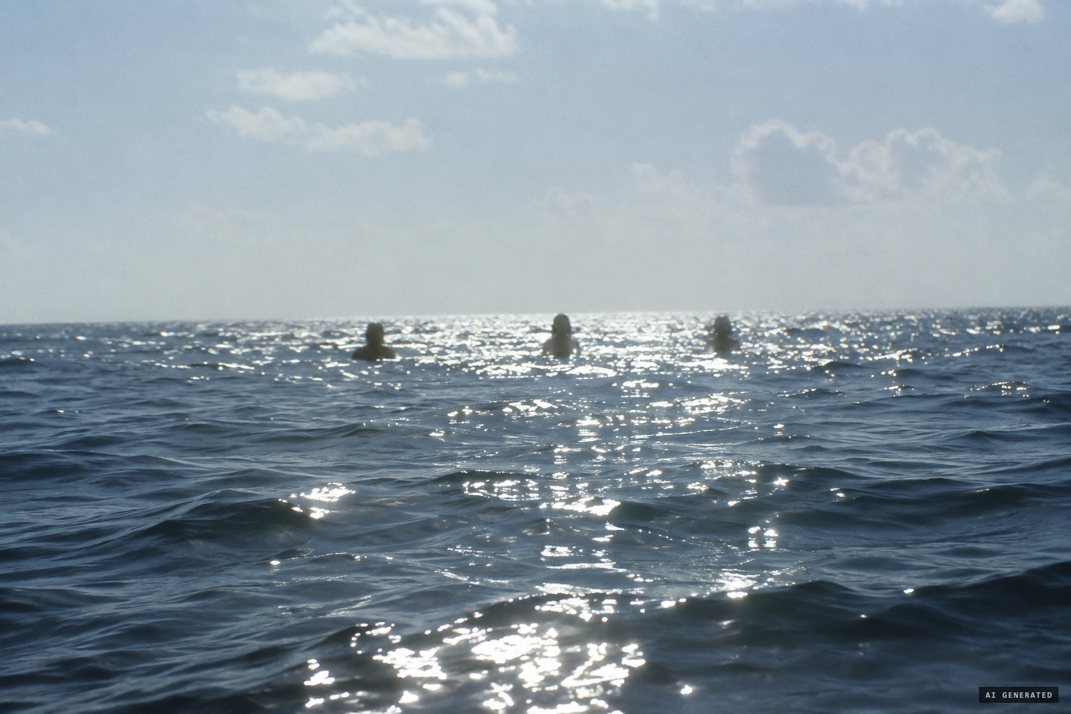 Three figures, human-like faces, a rise from the sea