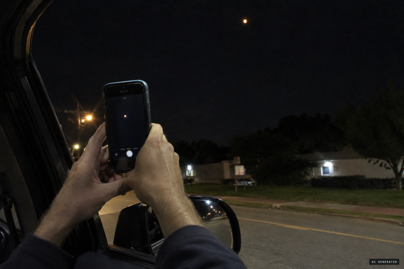 Photographing the last of the four orbs as they passed over Roberts Road