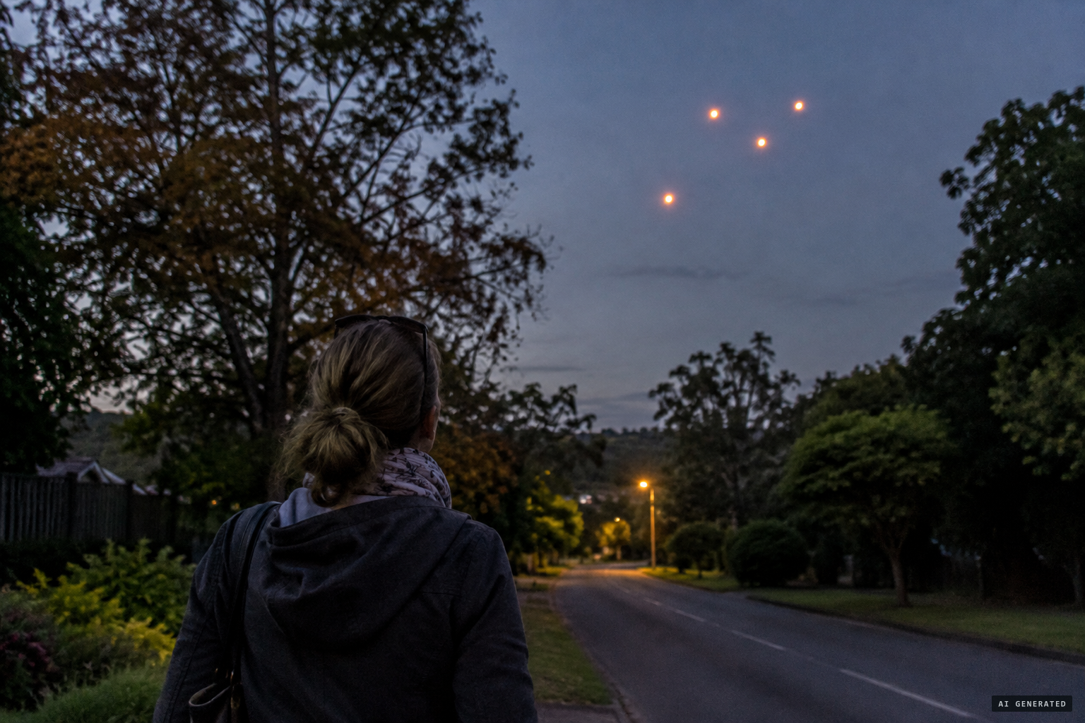 May 2016: four orange orbs seen from Mayor's Walk