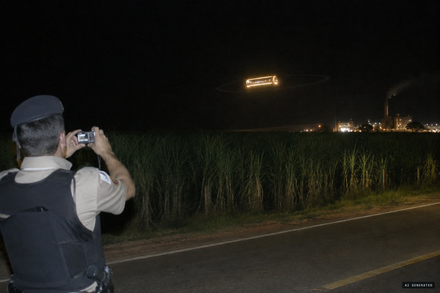 Over the cane near the Santa Inês distillery, the object circles while Rabelo photographs it