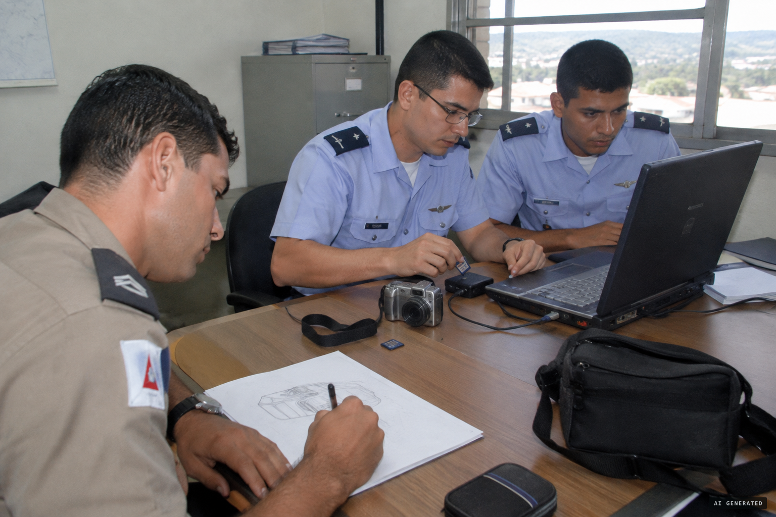 Air Force personnel have Rabelo draw the object and copy, then erase, his memory card