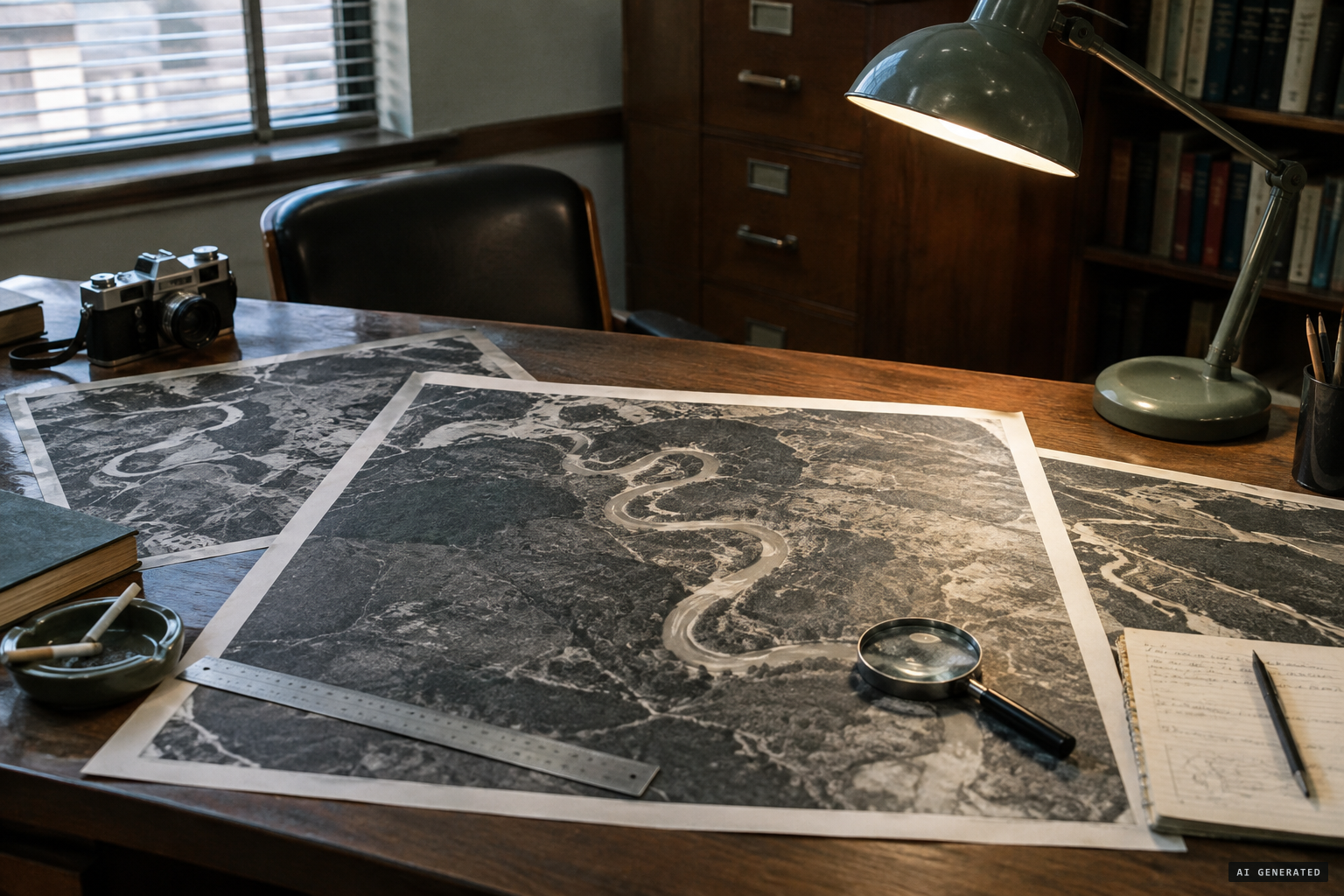 Enlargements of the print, measured against termite mounds for scale