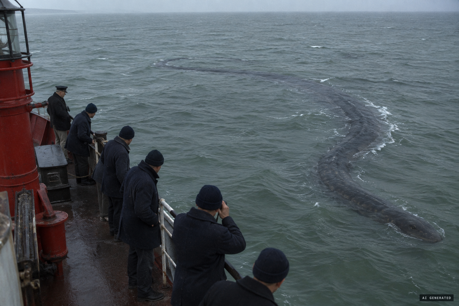 A huge, snaky thing swimming around the lightship