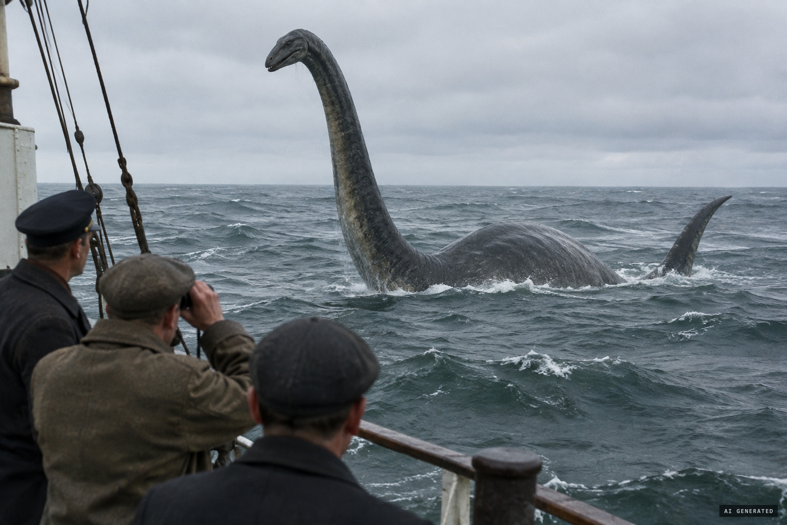 Larson's creature: an eight-foot neck, a big round body and an evil, snaky head
