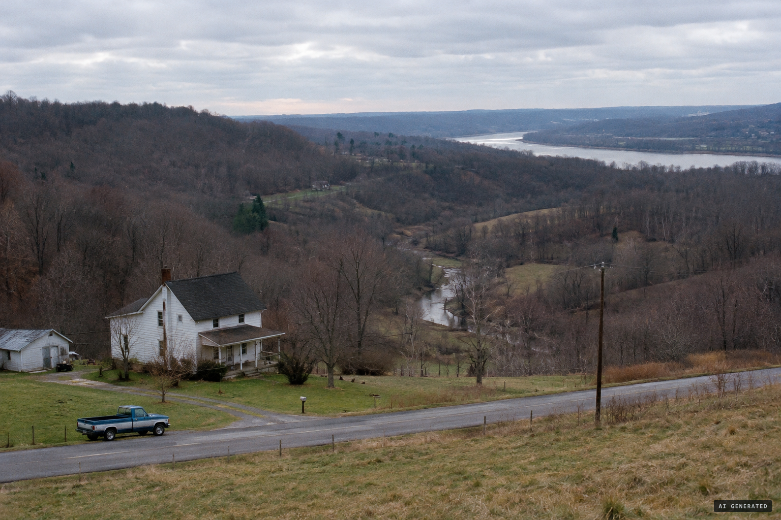 Columbiana County's wooded hills along the Ohio River