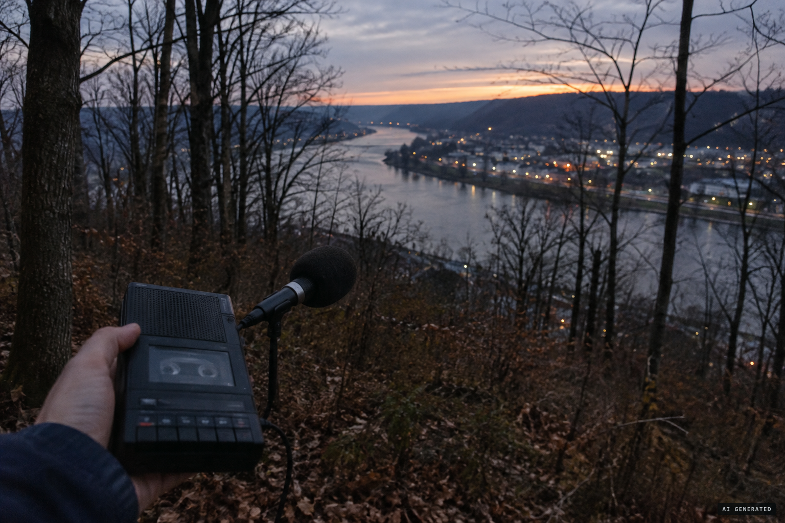 Recording something in the distance above the Ohio River
