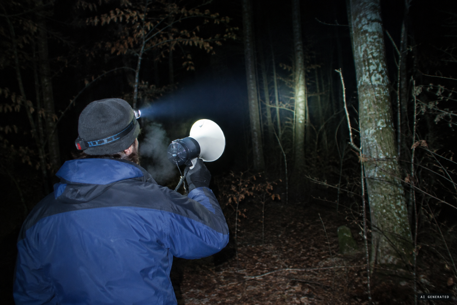 Call blasting the howl into the woods