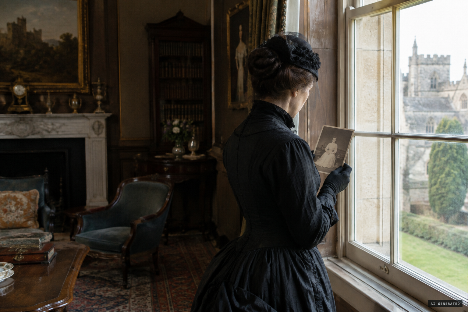 Lady Alexander Paget studies the print: "It is my father"
