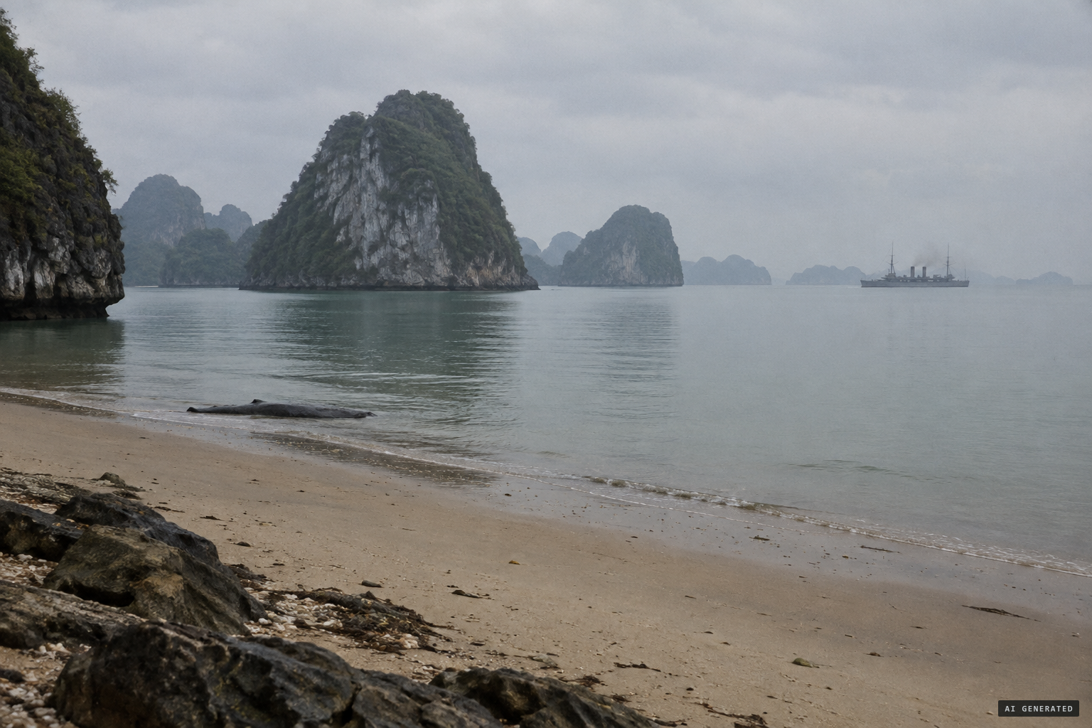 The Bay of Along near Hòn Gai, 1883, where the sea left something behind