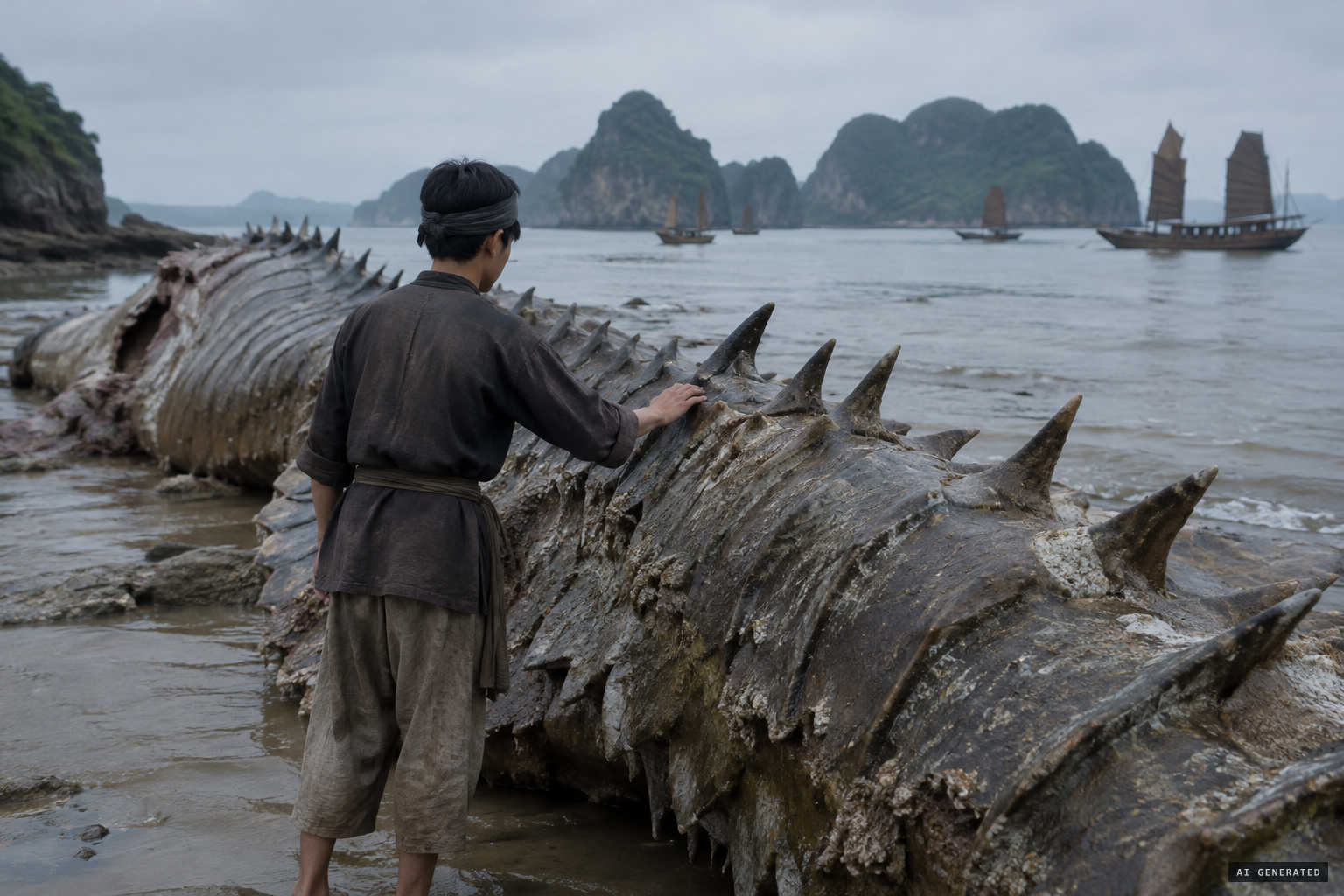 Tran Van Con, aged 18, touches the body