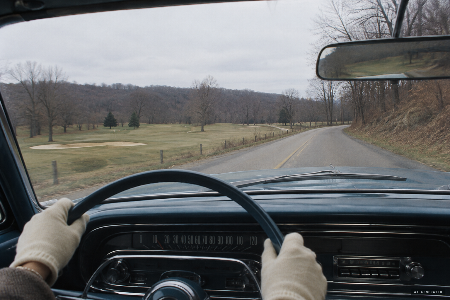 Driving home from church past the deserted golf course, 10:30 a.m.