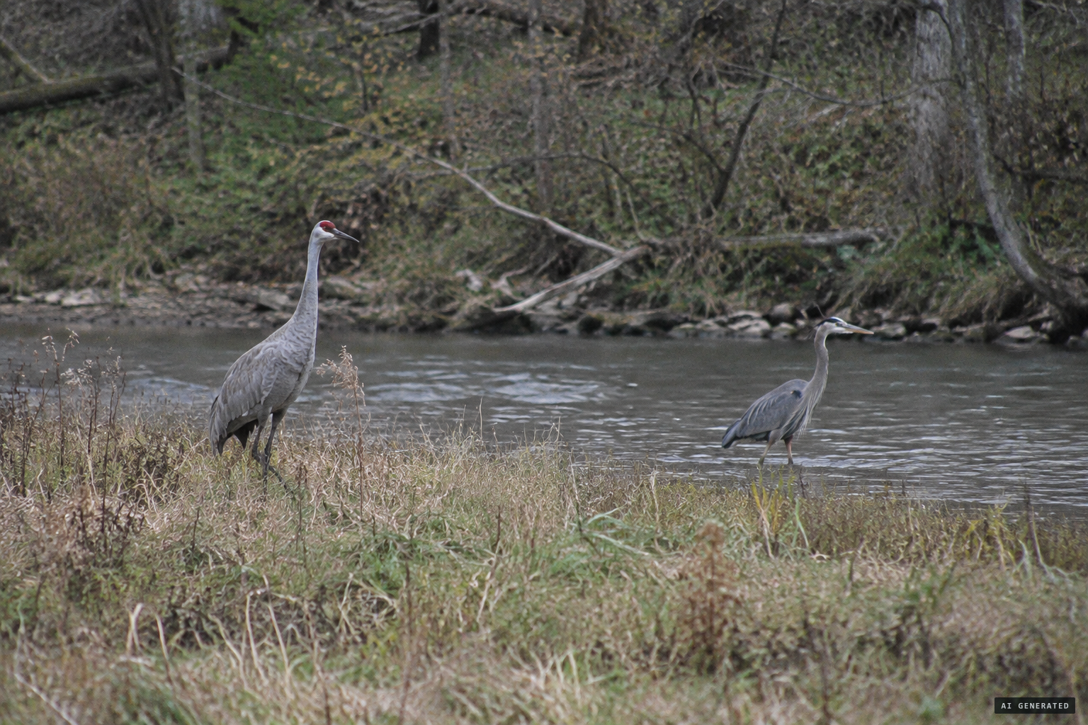 A sandhill crane and a heron, two of the explanations offered for the wave